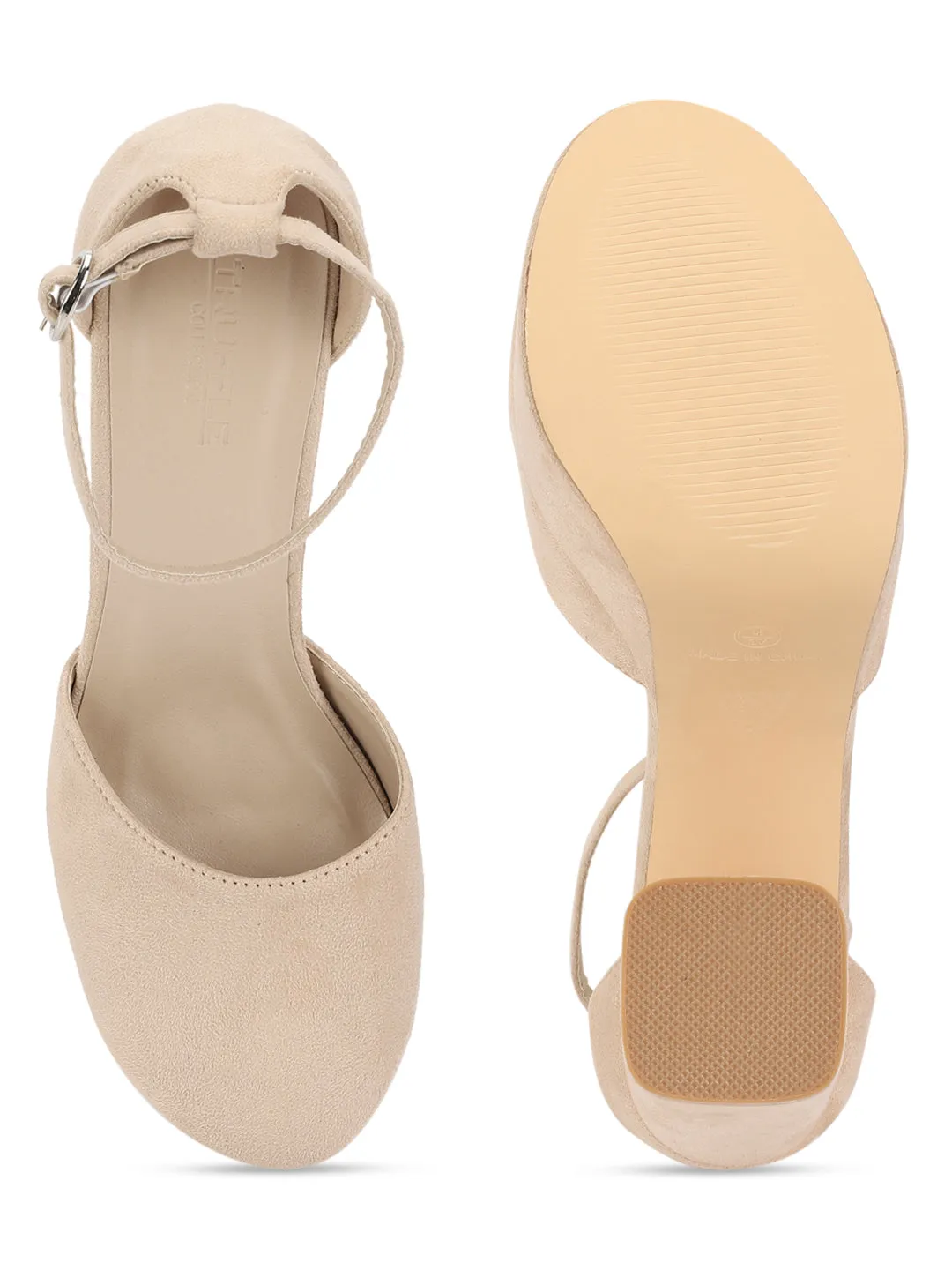 Nude Suede Lace-Up Block Sandals (TC-TB5-NUD)