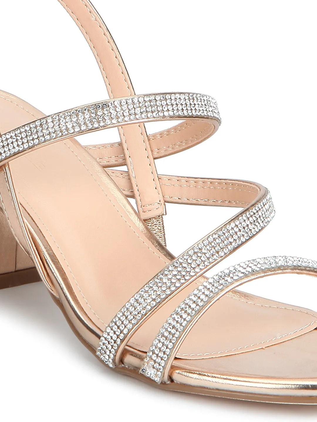 Rose Gold Diamante Strap Sandals