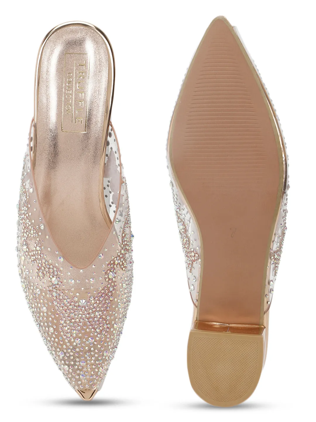 Rose Gold PU Diamante Block Mules (TC-SLC-BL107-RGLD)