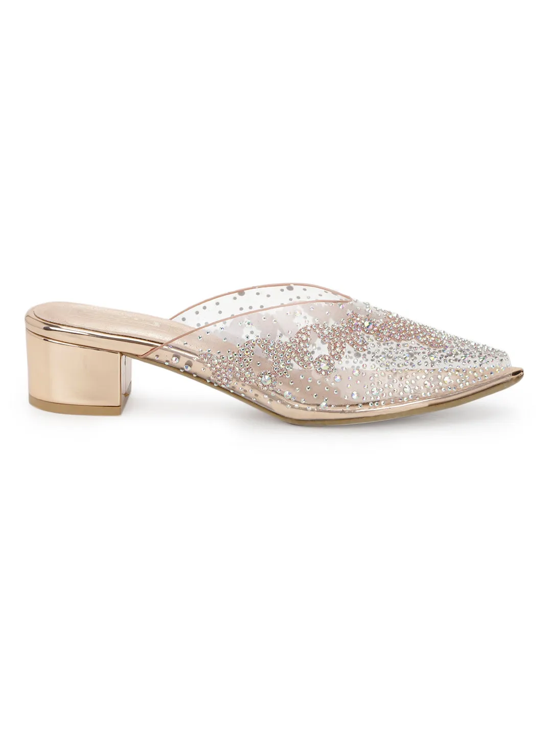 Rose Gold PU Diamante Block Mules (TC-SLC-BL107-RGLD)