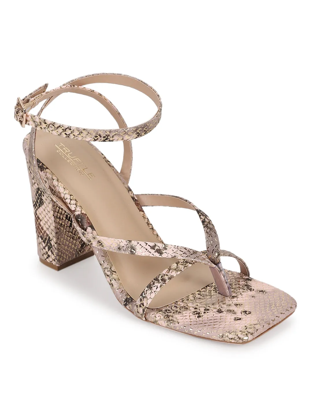 Rose Gold PU Strappy Block Sandals (TC-MSI-101-RGLD)