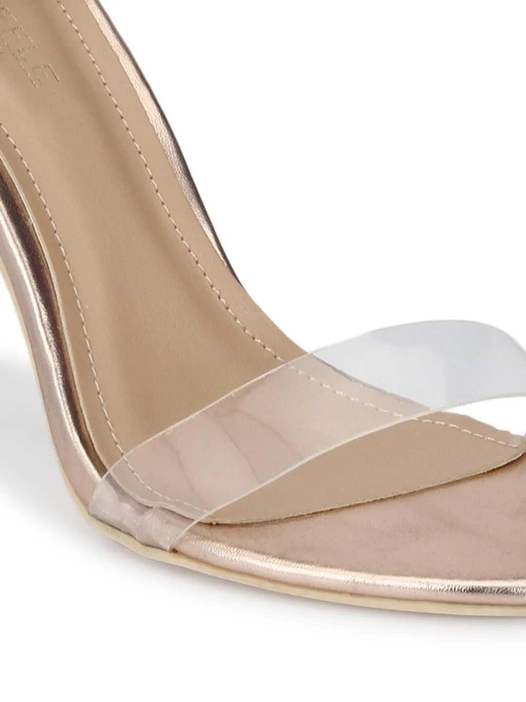 Rosegold PU Perspex Strap Stilettos