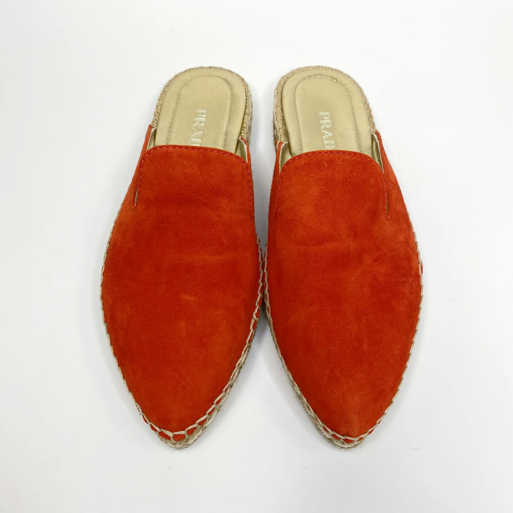 Sale! Prada Red Suede Espadrille Mules