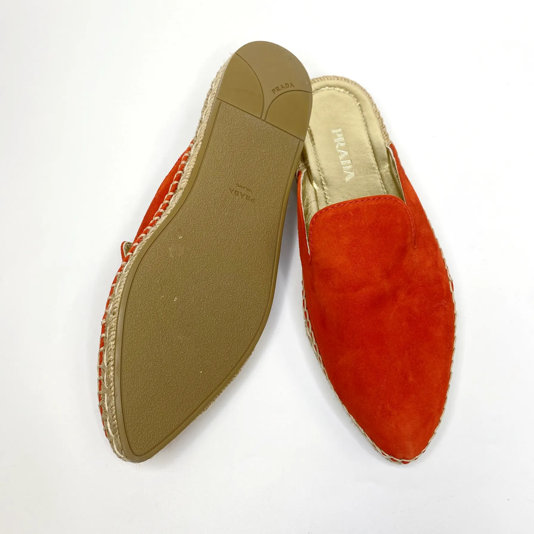 Sale! Prada Red Suede Espadrille Mules