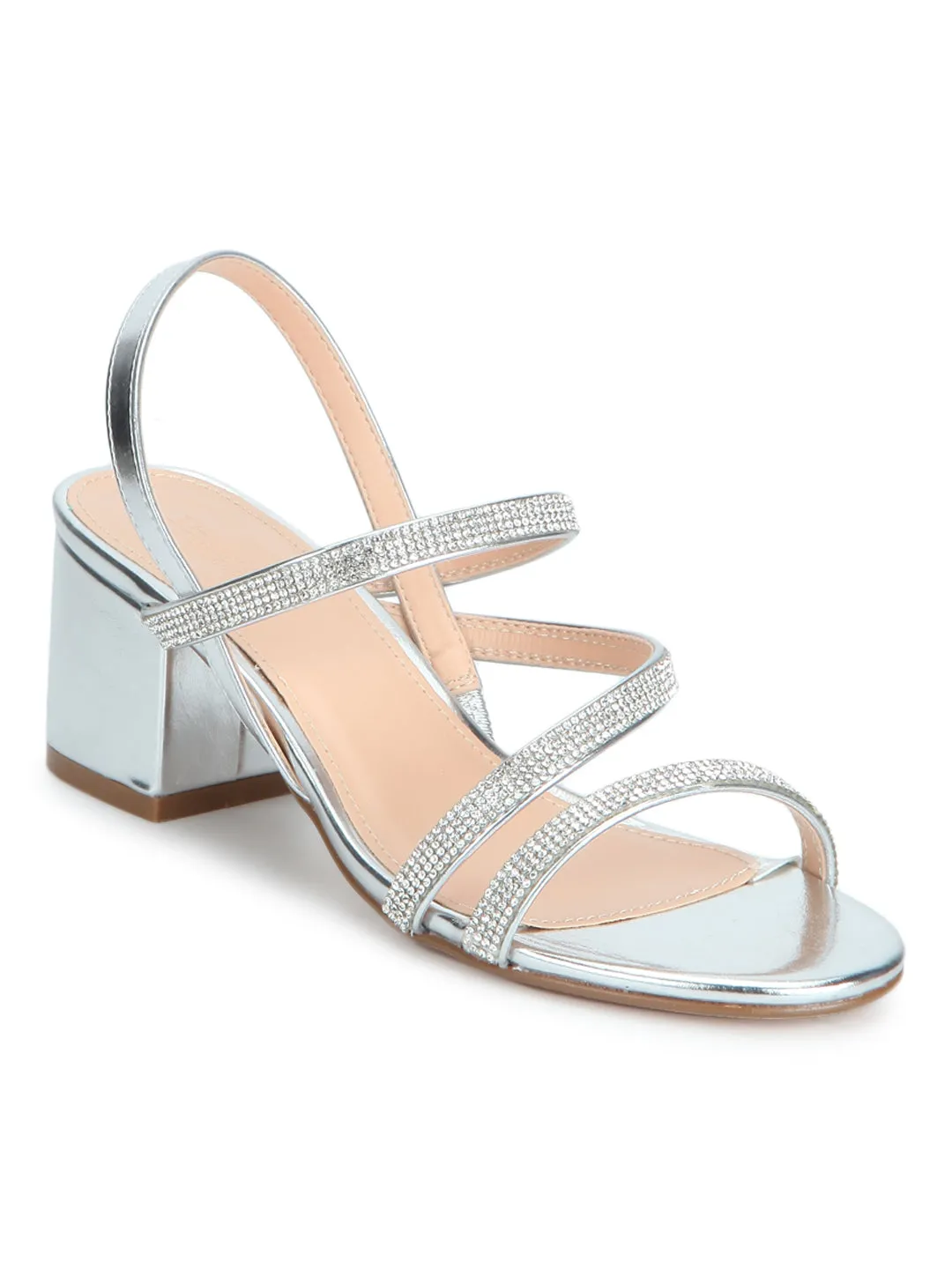 Silver Diamante Strap Sandals