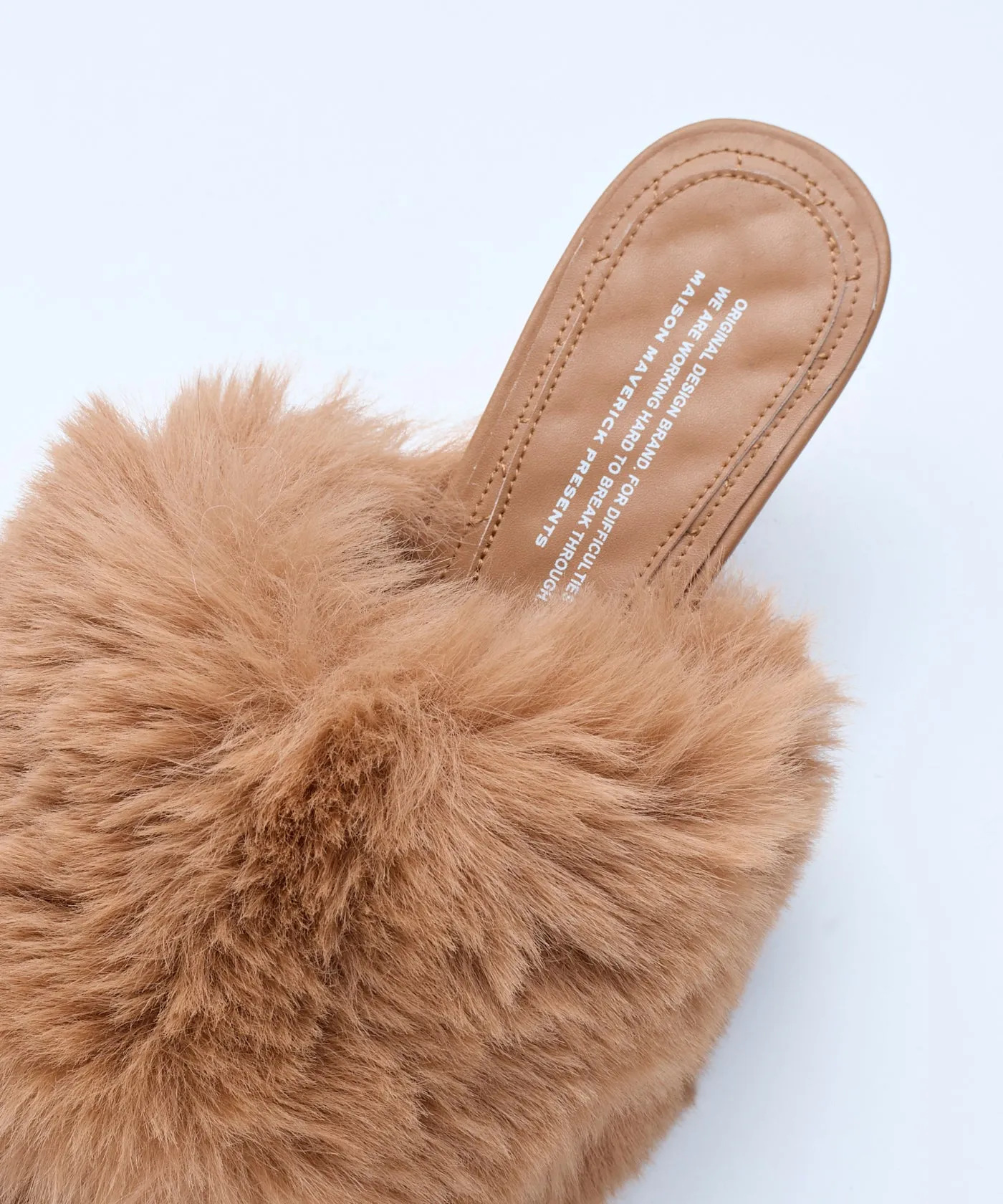 Slip-On Fur Mules - Camel