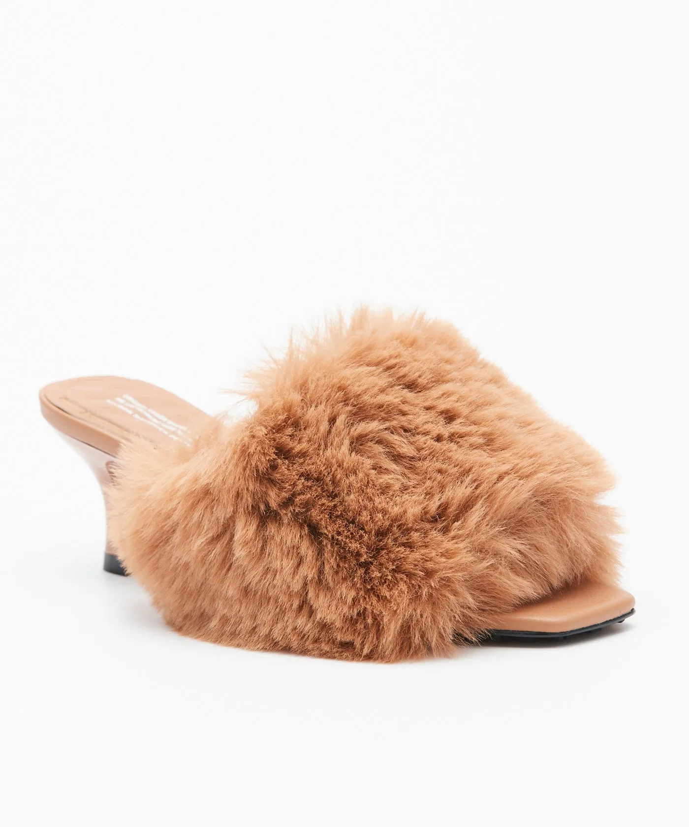 Slip-On Fur Mules - Camel