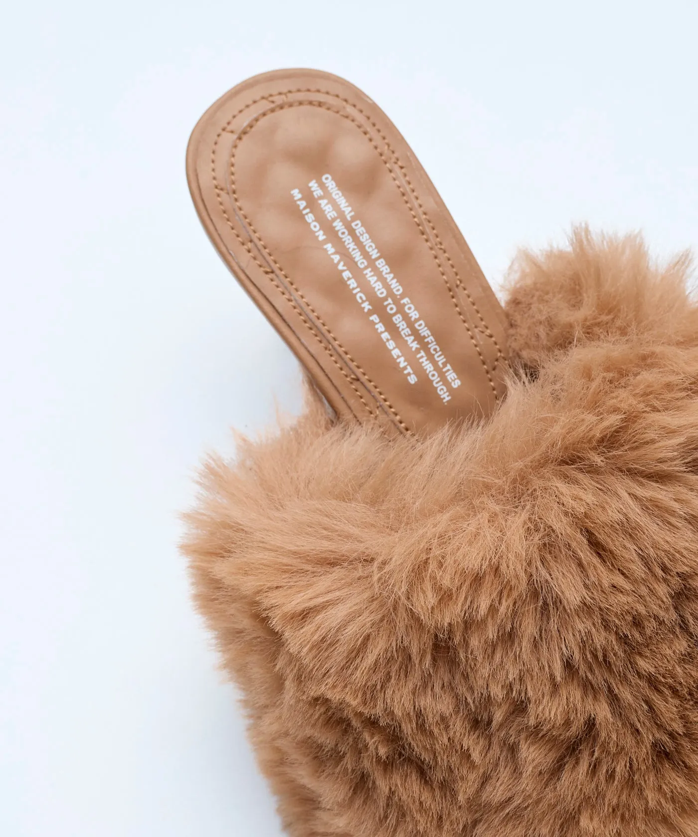 Slip-On Fur Mules - Camel