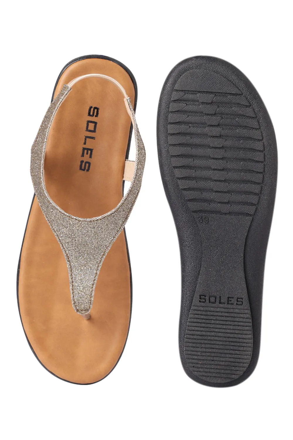 SOLES Champagne Flat Sandals - Luxurious Comfort