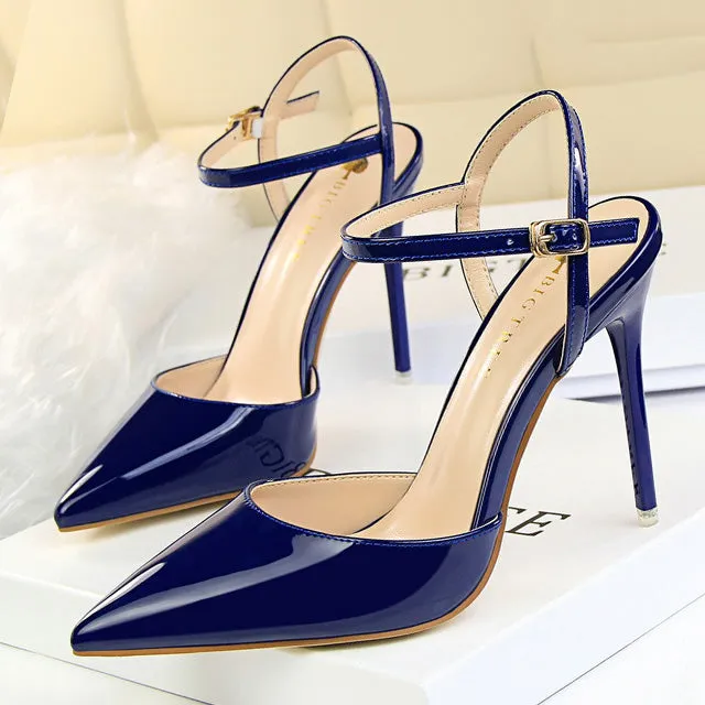 Summer Women Pumps Super High Heels Sandals Pointed Toe Pu Leather Sexy High Heel Shoes Female