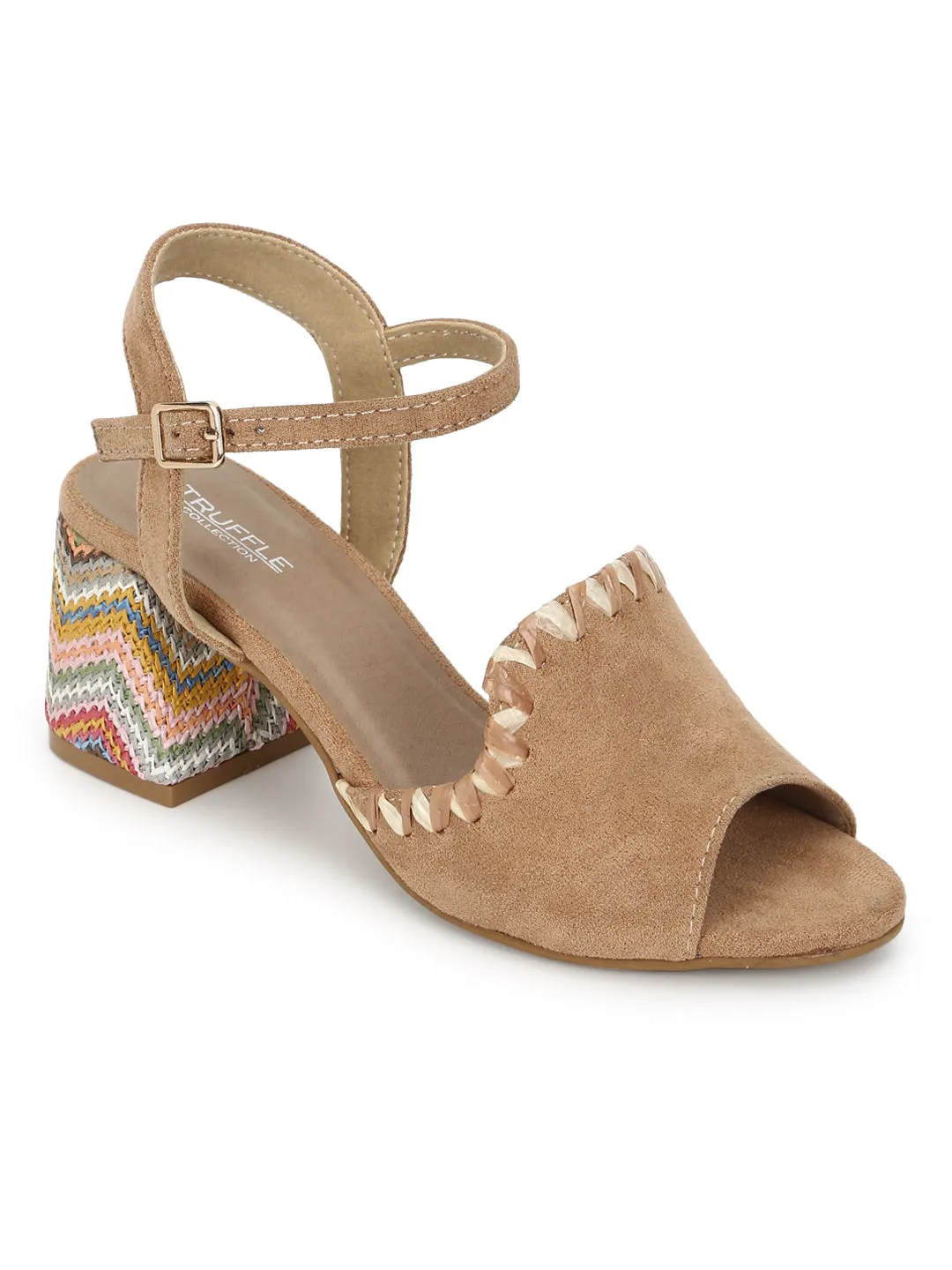 Tan Suede Block Sandals (TC-A3178-TAN)