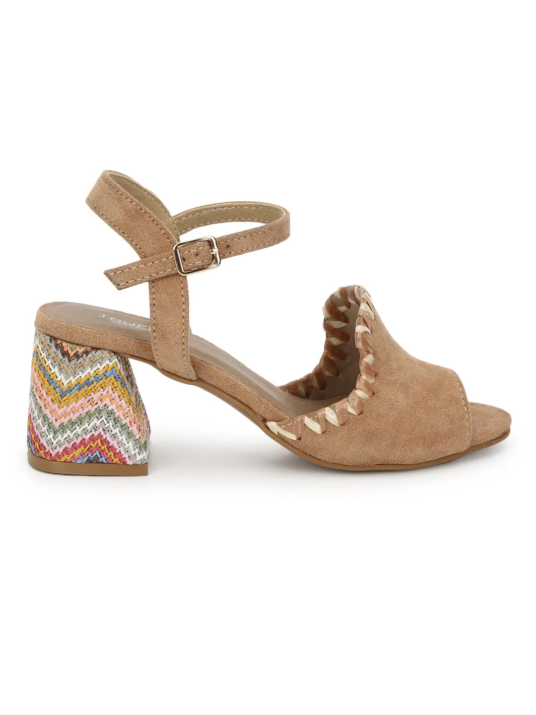 Tan Suede Block Sandals (TC-A3178-TAN)