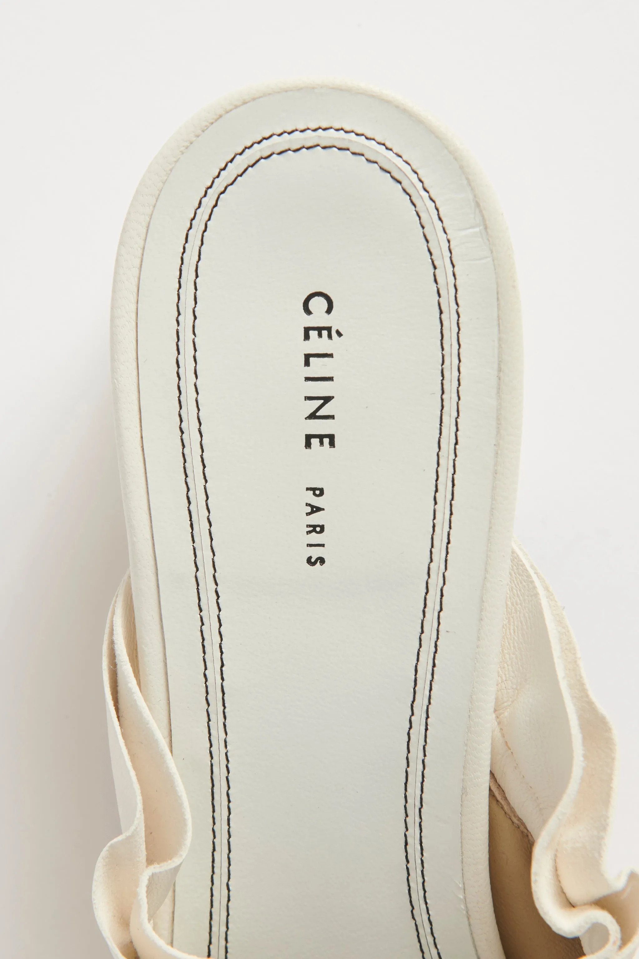 White Leather Slip On Preowned Mules