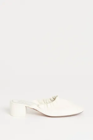 White Leather Slip On Preowned Mules