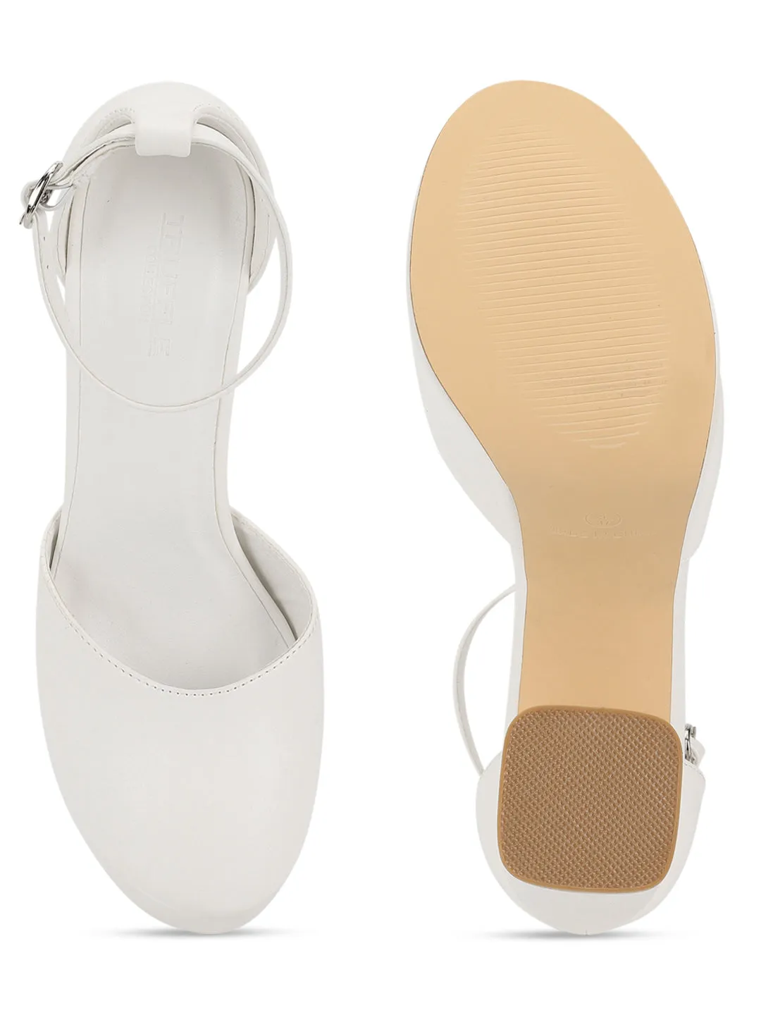 White PU Lace-Up Block Sandals (TC-TB5-WHT)