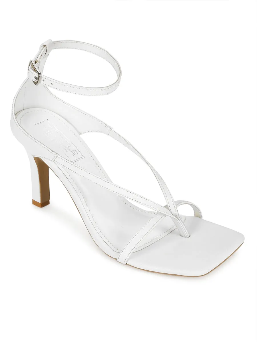 White PU Pointed Heel Strappy Stilettos