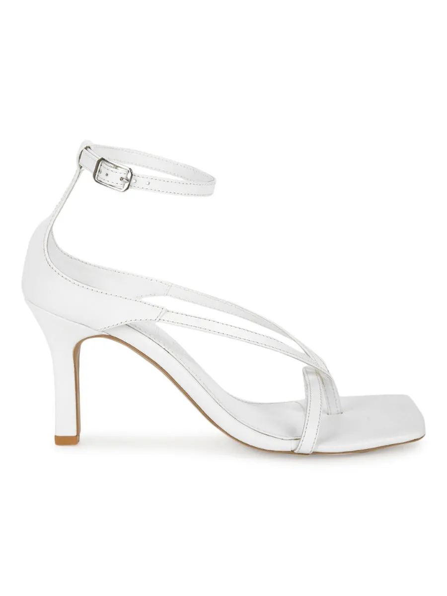 White PU Pointed Heel Strappy Stilettos