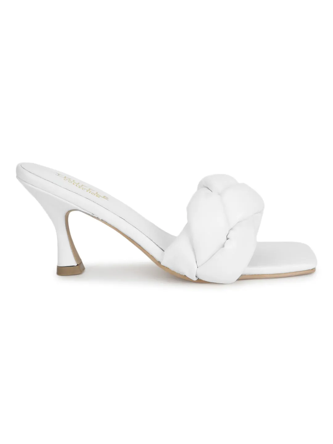 White PU Quilted Braid Strap Stiletto Mules (TC-ST-1237-WHTPU)