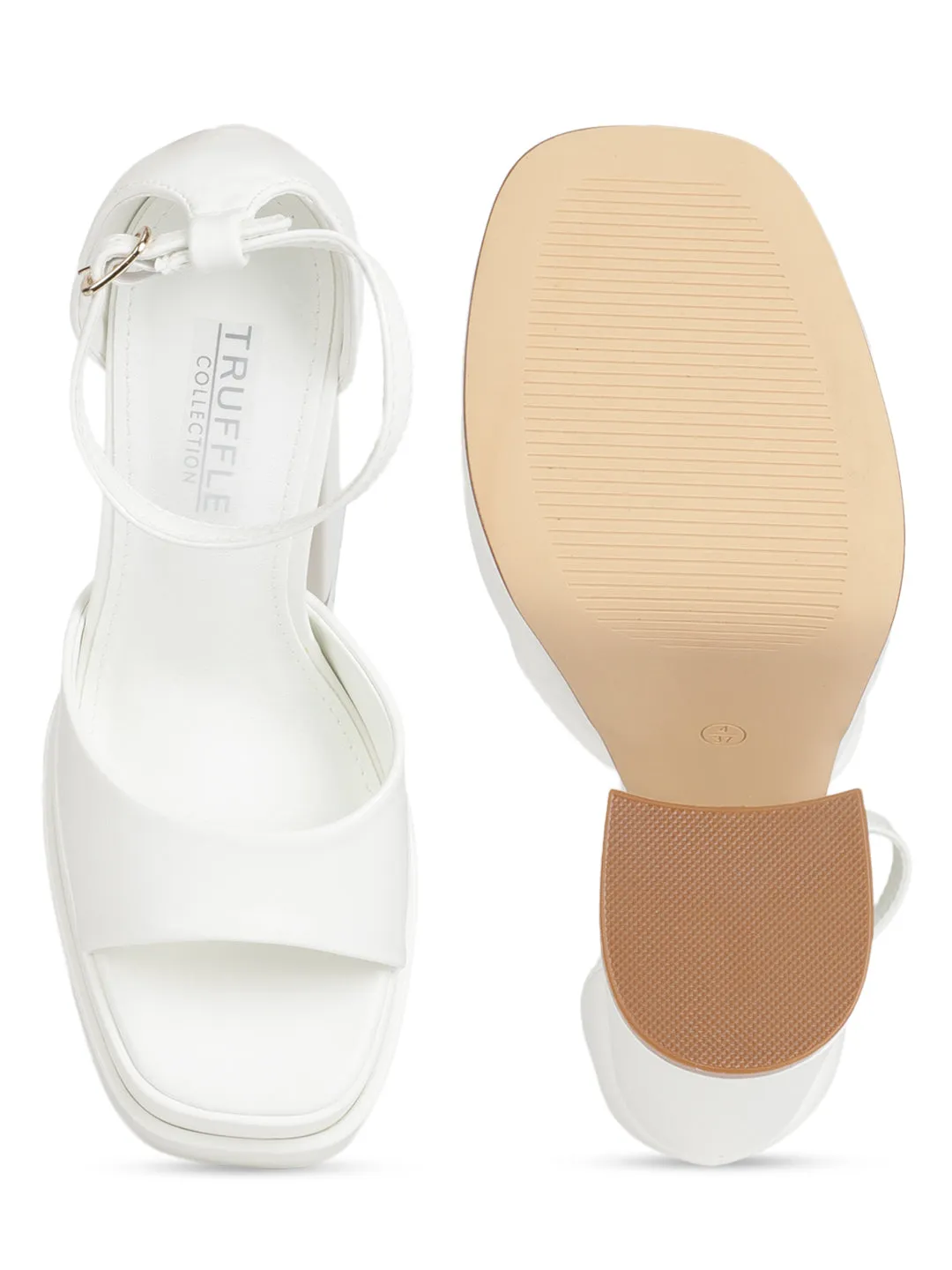 White PU Strappy Block Sandals (TC-GOWN2-WHT)