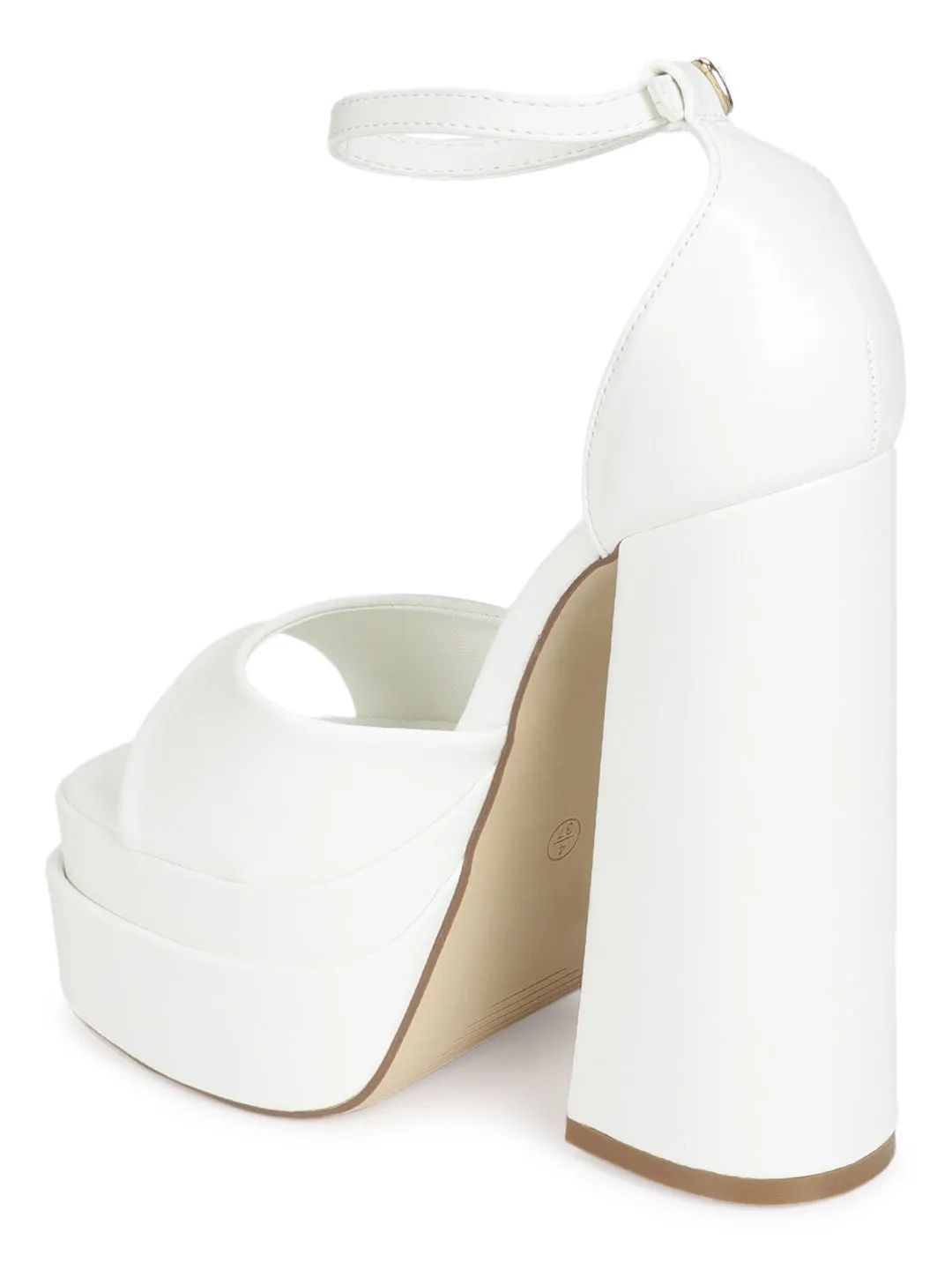 White PU Strappy Block Sandals (TC-GOWN2-WHT)