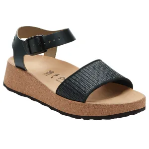 Womens Birkenstock Glenda Raffia Narrow in Black