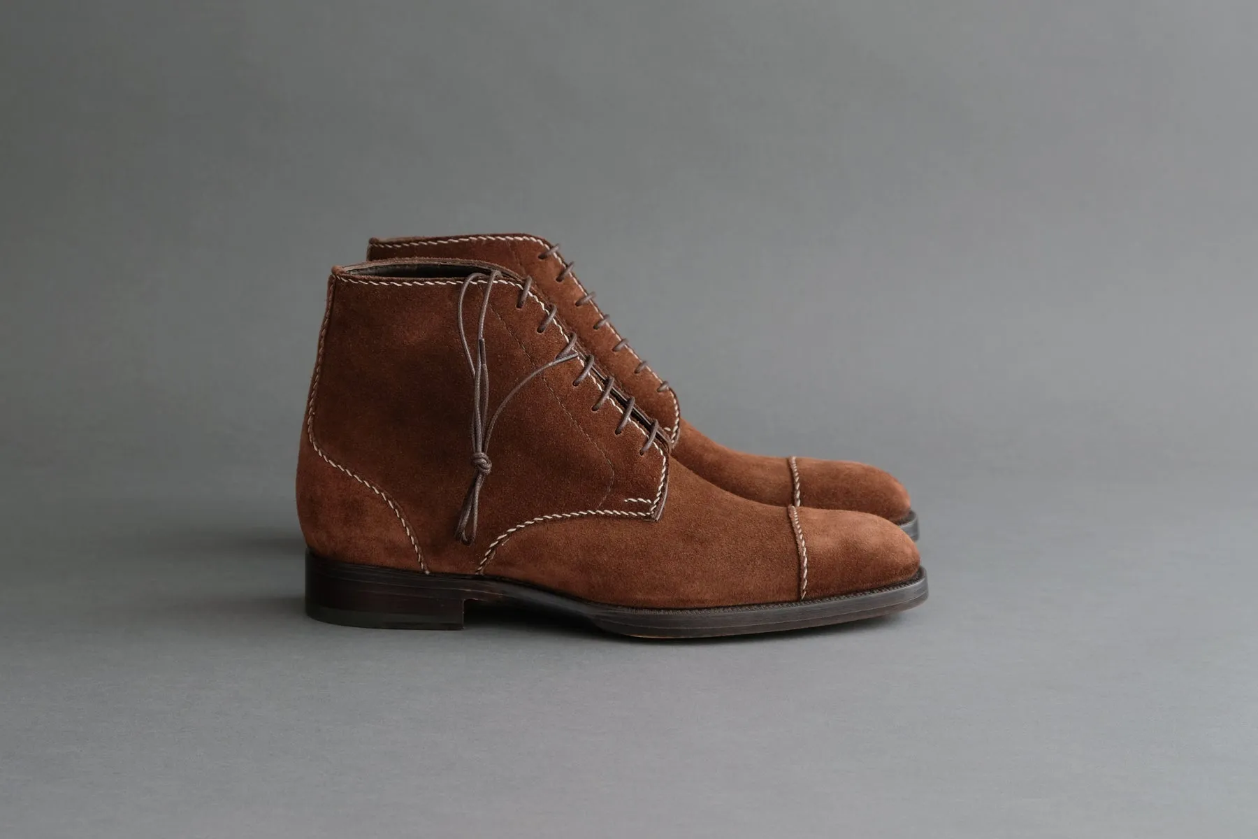 ZeroEightSix.Jules Handsewn Derby Boots From Calf Suede